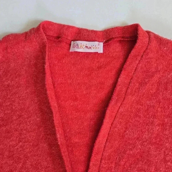 Lola et moi wool blend red long line cardigan size 2 - Picture 2 of 7